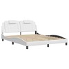 vidaXL Bed Frame "Viana" without Mattress White 59.8"x79.9" Faux Leather - 2 of 4