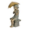 Roman 17.25" Girl on Bench Outdoor Garden Statue Bronze - 2 of 4