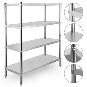 VEVOR Stainless Steel Shelving 46.8x18.5 Inch 4 Tier Adjustable Shelf Storage Unit Stainless Steel Heavy Duty Shelving, Silver - 1 of 4