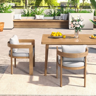 Coolbibila Outdoor Dining Chairs Set Of 2,Patio Armrests Chair With Fabric Cushion And Aluminum Frame,Aluminum Patio Kitchen Dining Chair