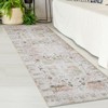 Non-Slip Machine Washable 2x3 Vintage Print Area Rug, Distressed Low Pile Entryway Doormat for Kitchen Bathroom Bedroom, Taupe - 2 of 4