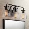 Possini Euro Design Cyn Modern Industrial Wall Light Bronze Hardwire 23 3/4" 3-Light Fixture Clear Glass Shade for Bedroom Bathroom Vanity Hallway - image 2 of 4