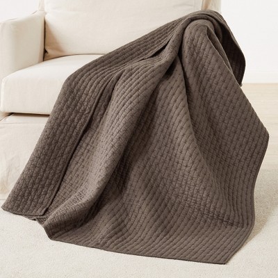 Cocoa Cotton Cross Stitch Quilted Throw Blanket 50x60in