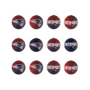 Evergreen Holiday Ball Ornaments, Set of 12, New England Patriots - 1 of 4