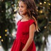 Hope & Henry Girls' Cap Sleeve Party Dress with Bow Sash, Kids - 4 of 4