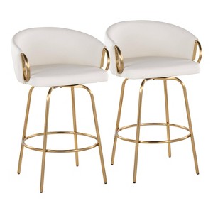 LumiSource Set of 2 Claire Counter Height Barstools PU - 1 of 4