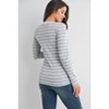 Hello Miz Women's V Neck Long Sleeve Striped Maternity Top - 3 of 4