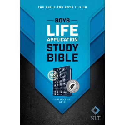 NLT Boys Life Application Study Bible, Tutone (Leatherlike, Blue/Neon/Glow, Indexed) - (Leather Bound)