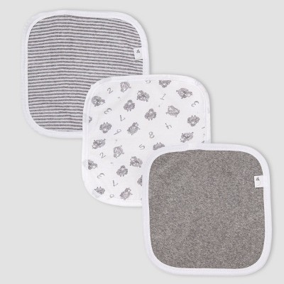 Image of Burt's Bees Baby® Natural Set of 3 Counting Sheep Wash Cloth - White