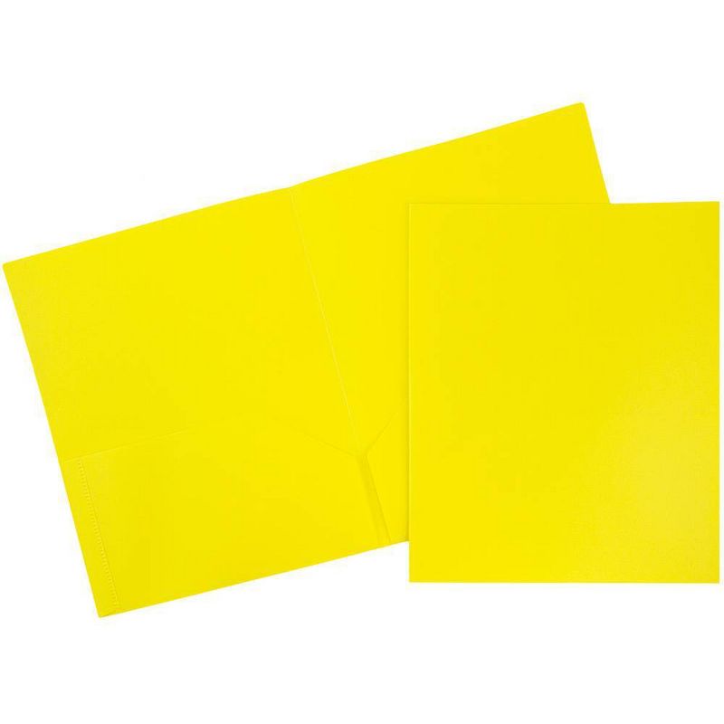 JAM 6pk POP 2 Pocket School Presentation Plastic Folders Yellow, 1 of 7