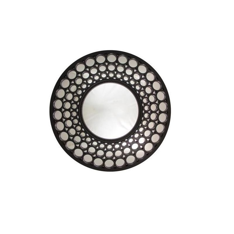 Northlight 24.75" Glamorous Cascading Orbs Black Framed Round Wall Mirror, 1 of 2
