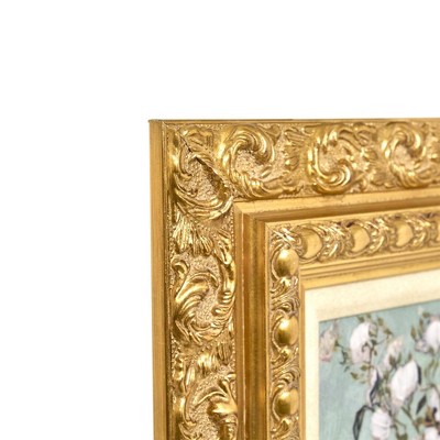 Vincent Van Gogh Ornate Gold Framed Roses Canvas Print