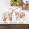 Standing Plush Sheep Decor with Curly Fabric – 10.75"H Farmhouse Beige Sheep Figurines (Set of 2) by Melrose - 4 of 4