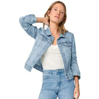 Ellos Women's Plus Size Classic Denim Jacket Oversized Jean Jacket