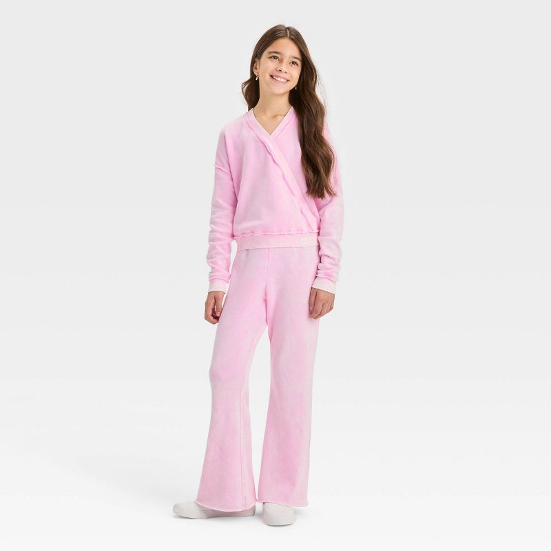 Girls' Washed Fleece Flare Pull-On Pants - art class™, 3 of 4