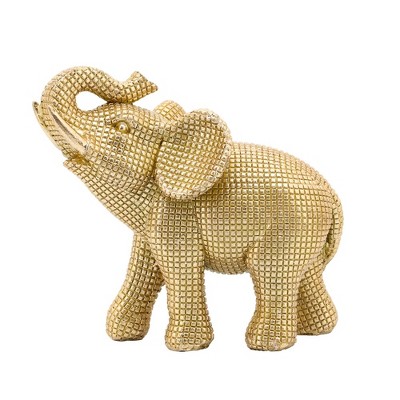 Sagebrook Home 7" Elephant Sculpture - Decorative Polyresin Elephant Statue For Home Decor - Table Accent, Desktop Figurine