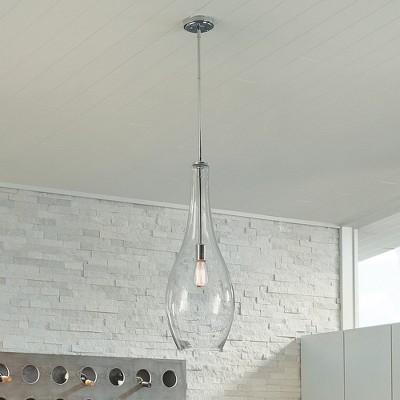 Chrome Teardrop Glass Pendant Light with Clear Shade