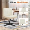 Lirago Cross Legged Chair No Wheels Armless Swivel Home Office Chair Off White PU 25.98 inch x19.45 inch x34.45 inch Perfect for Relaxation - 3 of 4