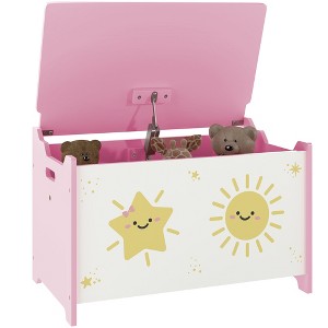 Qaba Toy Box, Toy Chest with Lid, Safety Hinges and Groove Handles, Storage Organizer for Kids, Living Room, Playroom - 1 of 4