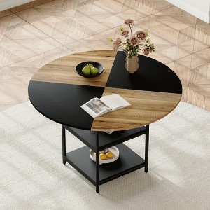 NicBex Contemporary Splicing Circular Dining Table with Storage & Metal Legs,Modern Round Kitchen Table,Dining Room Furniture - 1 of 4
