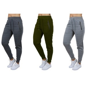Galaxy Pro Star Women's Modern Fit  Fleece Lined Joggers-3 Pack - 1 of 4