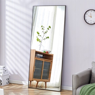 Full Length Mirror, Dressing Mirror, Hanging/ Floor Standing Mirror With Metal Stand & Angle Regulator, High Definition Rectangular Mirror
