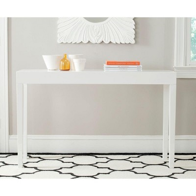 White Wood and Metal Rectangular Console Table with Storage