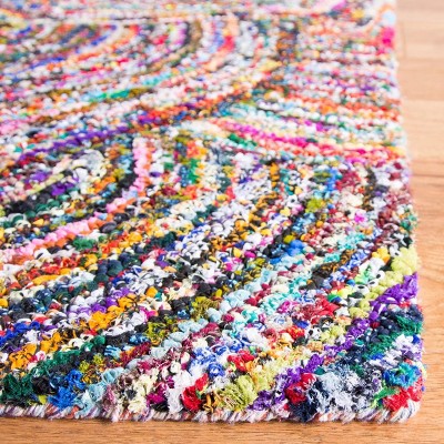 Beige and Blue Hand-Tufted Wool Chevron Area Rug