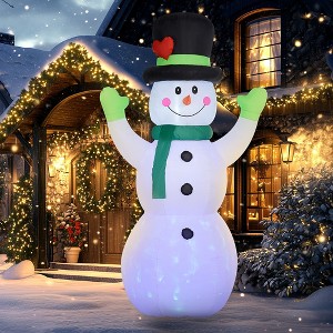 Angel Sar 10ft Inflatable Snowman with LED Lights, Cheerful Blow-Up Outdoor Christmas Decoration with Rotating Colors, Yard Display - 1 of 4