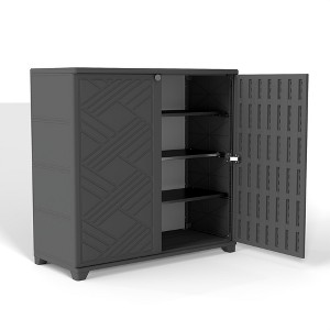 Decksplore Weatherproof Storage Cabinet - Horizontal Outdoor Shed Tucks Under Fences for Patios/Backyards - 1 of 4