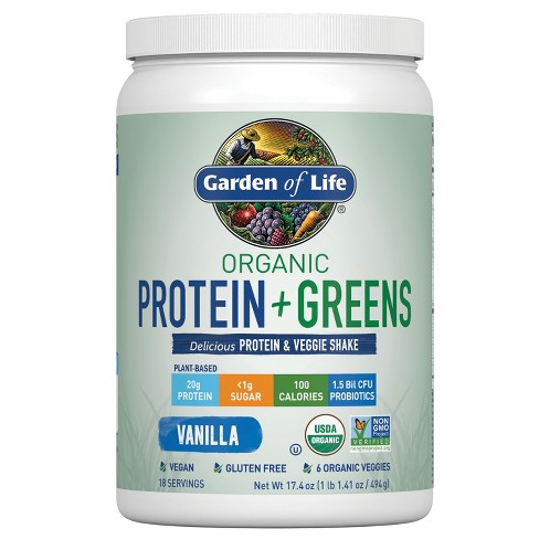 Garden Of Life Organic Vegan Protein + Greens Plant Based Shake Mix -  Vanilla - 17.4oz : Target