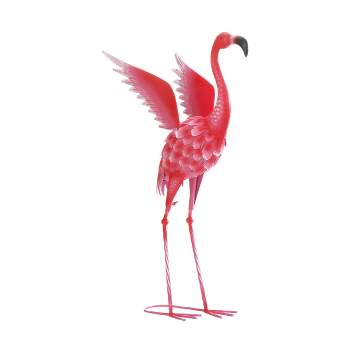 17" Iron Flying Flamingo Metal Décor Statue Pink - Zingz & Thingz