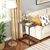 C-Shaped End Table, Small Side Tables for Sofa, Wide Couch Table That Slide Under, Laptop Snack Table - 2 of 4