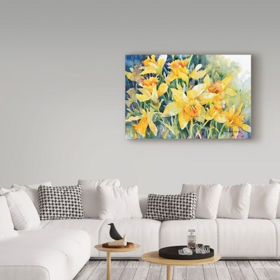 Yellow and Green Floral Landscape Canvas Art, 24" x 16"