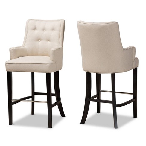 2pc Aldon Upholstered And Wood Bar Stool Set Baxton Studio Target