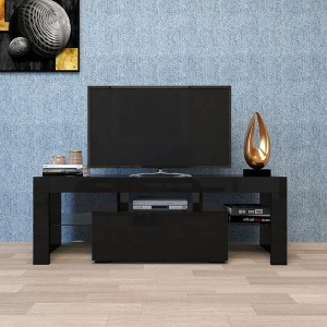 CAVINAS Modern TV Stands,Entertainment Center with  LED Lighting System and Drawer,TV Console for Living Room,Bedroom,Home - 1 of 4