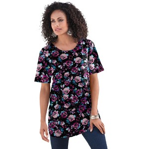 Roaman's Women's Plus Size Crewneck Ultimate Tee - 1 of 4