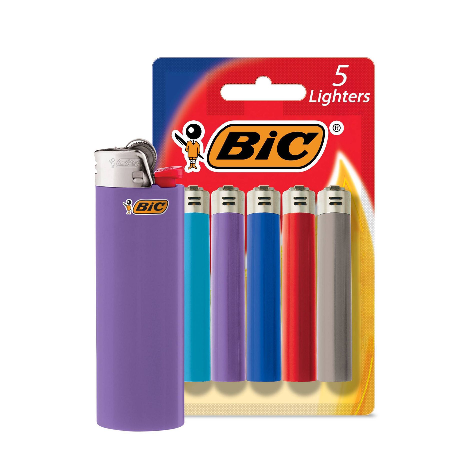 BIC Maxi Pocket Lighters, Assorted Colors, Colors May Vary - 5ct