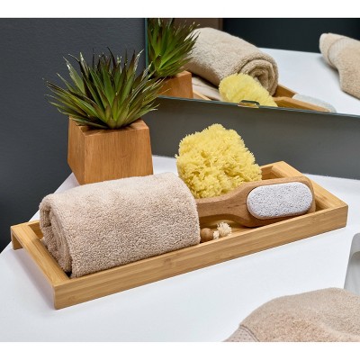 Natural Bamboo Portable Vanity Accessory Tray