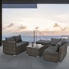 Patio Furniture, Outdoor Furniture, Seasonal PE Wicker Furniture, 4 Set Wicker Furniture With Tempered Glass Coffee Table - 2 of 4