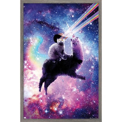 Trends International James Booker - Laser Space Cat Llama Framed Wall Poster Prints