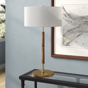 Hudson and Canal 25" Tall 2-Light Table Lamp with Fabric Shade - 1 of 4