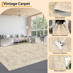 Area Rug, Machine Washable Vintage Floral Rug with Non-Slip Backing, Low Pile Pearl Velvet Floor Carpet, Lightweight Foldable Soft Rug for Bedroom - 1 of 4