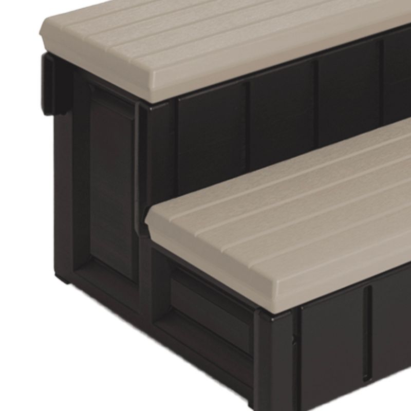 Confer Plastics Leisure Accents Deluxe Spa Steps, 36 Inch Wide Weatherproof Patio Deck Hot Tub Stairs Entry and Exit Step Stool, Portobello, 4 of 7