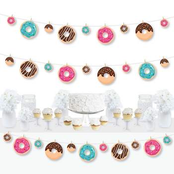 Big Dot of Happiness Donut Worry, Let's Party - Doughnut Party DIY Decorations - Clothespin Garland Banner - 44 Pieces