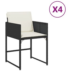 vidaXL Patio Chairs Set with Cushions - Outdoor/Garden Furniture - Black Poly Rattan, 4 Pcs - PE Rattan, Foldable, Includes Cream White Cushions - 1 of 4