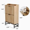 Fluted Shoe Cabinet with 2 Flip Drawers - Slim Modern Shoes Rack with Sturdy Metal Legs, Freestanding Hidden Storage Organizer - 3 of 4
