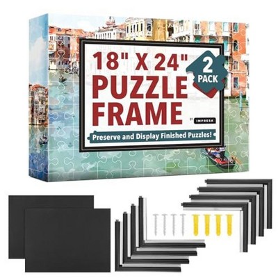 Impresa 18x24 Puzzle Frame Kit to Display Your Puzzles - Pack of 2 - Puzzle Mounting Kit w/Black Jigsaw Puzzle Frames & Screws