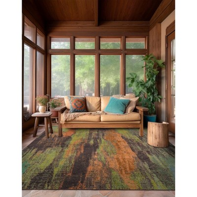Colorful Abstract Square Stain-Resistant Synthetic Rug 8'x8'