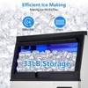 Commercial Ice Maker, 100lbs/24H Ice Machine, 50 Ice Cubes in 8-15 Minutes, Freestanding Cabinet Ice Maker with 33lbs Storage Capacity,2 Water Inlet - 2 of 4